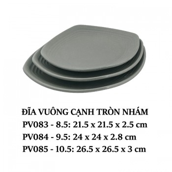 Pv084-9.5 Dĩa Vuông Nhám 9.5 inch (Dark Grey) - Spw