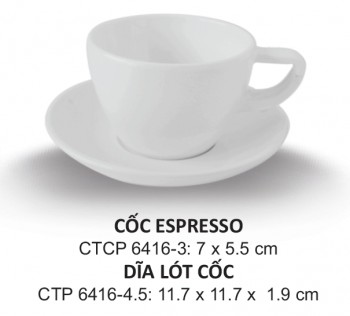 CTP6417-5.75 Dĩa Lót Ly Cappuccino 3.75 (Trắng Trơn) - ET