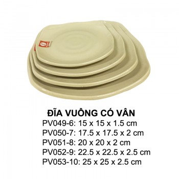 PV053-10 Dĩa vuông có vân 10 (Nâu Đá) -  SPW