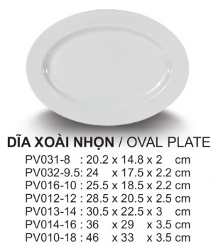 Pv010-18 Dĩa Xoài Oval 18 (Trắng Trơn) -  Spw