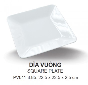 Pv011-8.85 Dĩa Vuông 8.85 (Trắng Trơn) -  Spw