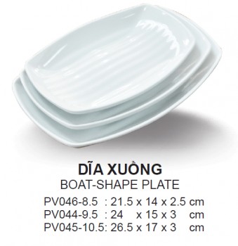 Pv045-10.5 Dĩa Xuồng 10.5 (Trắng Trơn) - Spw