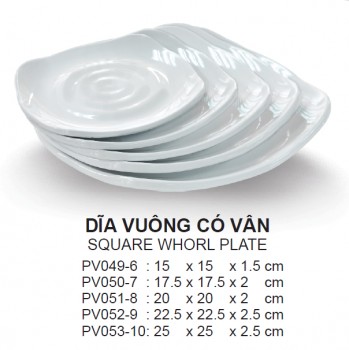 Pv049-6 Đĩa Vuông Có Vân 6 (Trắng Trơn) -  Spw