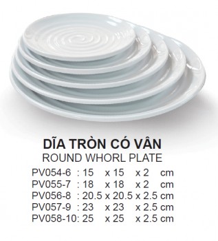 Pv054-6 Đĩa Tròn Có Vân 6 (Trắng Trơn) -  Spw